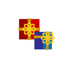 Colored Christmas gift with bow flat vector icon