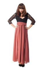 happy young woman full body standing