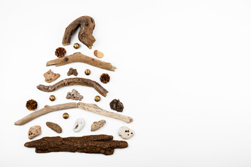 Christmas tree made of wood - copy space