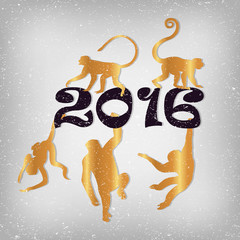 Fototapeta premium golden monkeys silhouette