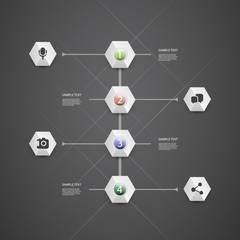 Infographic Concept with Hexagons - Flow Chart Design - Timeline