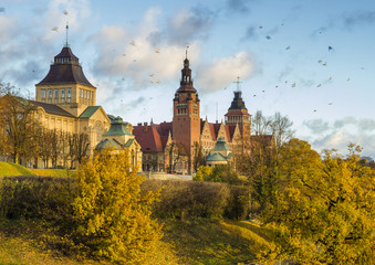 Jesienna panorama Wałów Chrobrego,Szczecin - obrazy, fototapety, plakaty