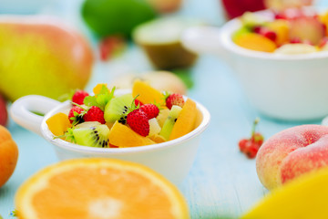 Fruit salad - diet, healthy breakfast, weight loss concept