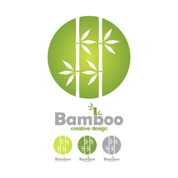 Abstract icon bamboo in circle. Bamboo With Circle Design Logo Icon 
