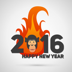 Vector illustration of fire monkey, symbol 2016. Element for New Year's design