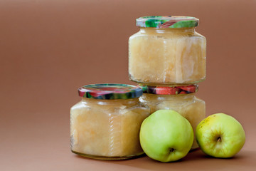 three jars of apple jam