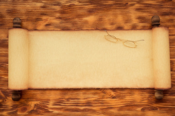 Santa Claus paper scroll on wood