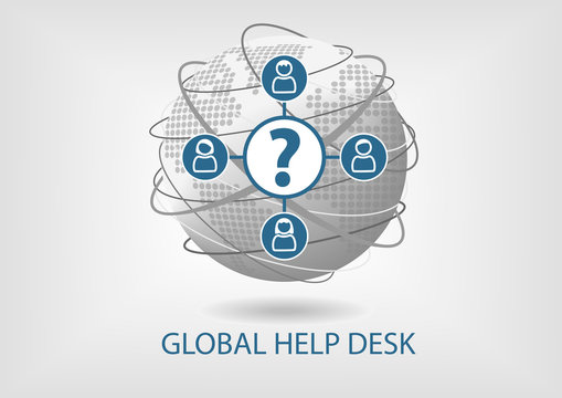 Global help desk concept vector icon