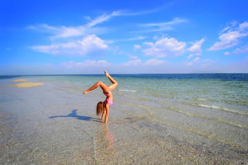 Gymnast in sea