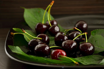 fresh ripe sweet cherries