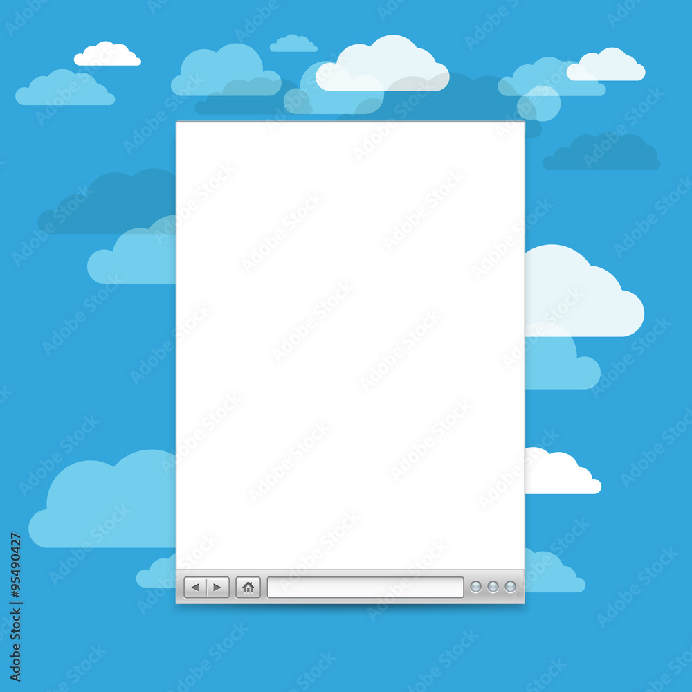 Poster Opened browser windows template. Past your content into it
