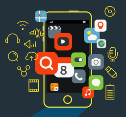 Internet commerce illustration. Flat design concept