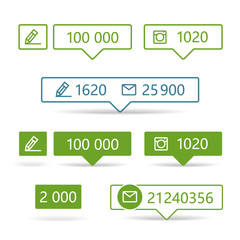 Different web informers. Frames with icons and digits