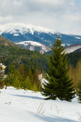 Snow covered landscape, view from Donovaly resort, Slovakia
