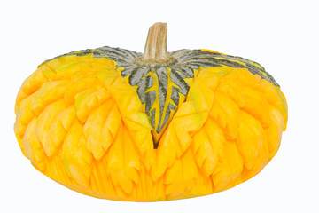 Pumpkin craving thai style isolate on white background.
