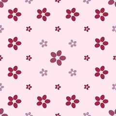 Red flowers romantic vintage seamless pattern