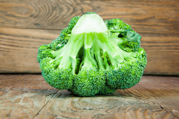Broccoli on the wood table