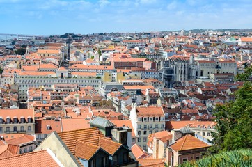 Naklejka na ściany i meble View of Lisbon from Sao Jorge Castle, Portugal, Europe