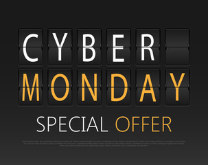 Cyber monday, mechanical panel letters. 