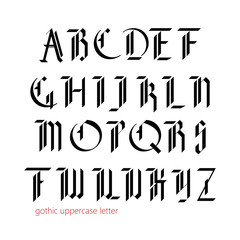 Blackletter modern gothic font.