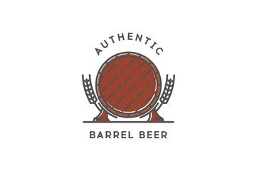 Line beer logo. Authentic barrel beer. Stock vector.