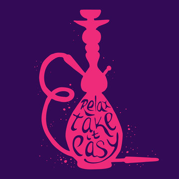 Hookah with phrase relax take it easy, illustration of hookah