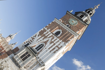 Poland, Krakow, Main Market, Town Hall Tower, Sunlit