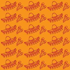 mexican background sombrero and maracas