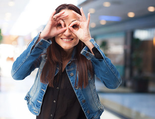 Fototapeta premium woman glasses gesture