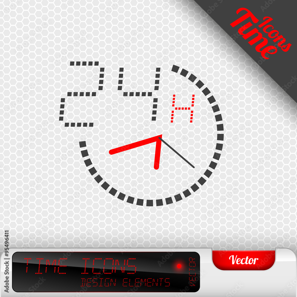 Poster 24 hours icon vector design elements
