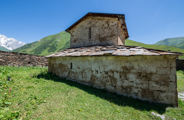 Lamaria church in Zhibiani - one of four villages community called Ushguli in Upper Svanetia region, Georgia