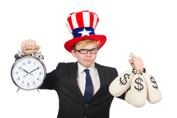 Man wearing hat with american symbols