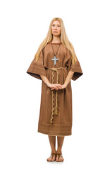 Christian woman isolated on the white