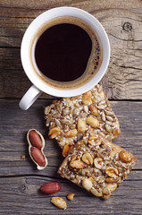 Cookies with nuts and coffee