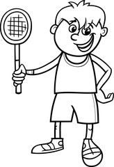 boy with tennis racket coloring page