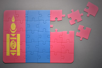 puzzle with the national flag of mongolia