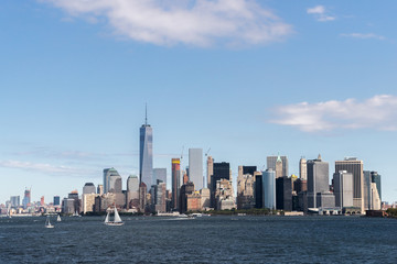 Skyline of New York city Manhattan over Hudson river.