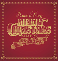 Merry Christmas and Happy New Year Calligraphic Ornament Frame 