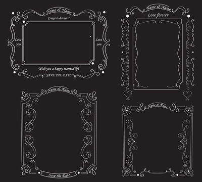Set of blackboard with vintage ornament. The background for the wedding photo shoot. Vector illustration 
