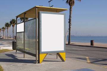 Blank advertisement in a shelter