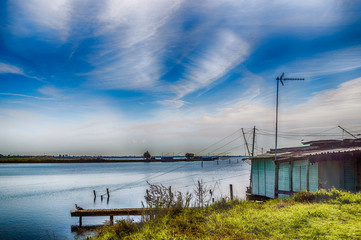 fishing huts with netfish