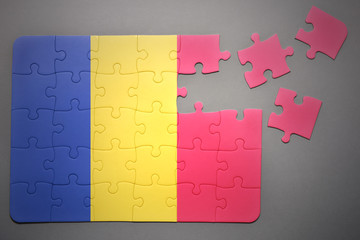 puzzle with the national flag of romania