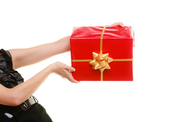 holidays love happiness concept - girl with gift box