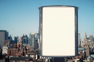 Blank billboard with city view background