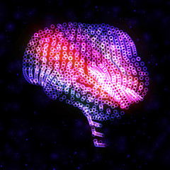 Neon brain, abstract illustration.
