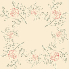 Vector seamless illustration of flowers on a beige background. Floral ornament. Design for fabrics, textiles, paper, wallpaper, Internet. Victorian style. Roses. Vector.