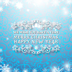 Christmas Greeting Card. Vintage card with Christmas letter, typography. seamless pattern under the mask, vector