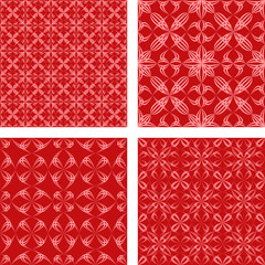 Red seamless pattern background set 