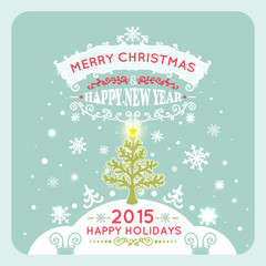  Merry Christmas card. Typography. Vector illustration.