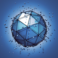 Low Poly Metal Sphere with Chaotic Structure.